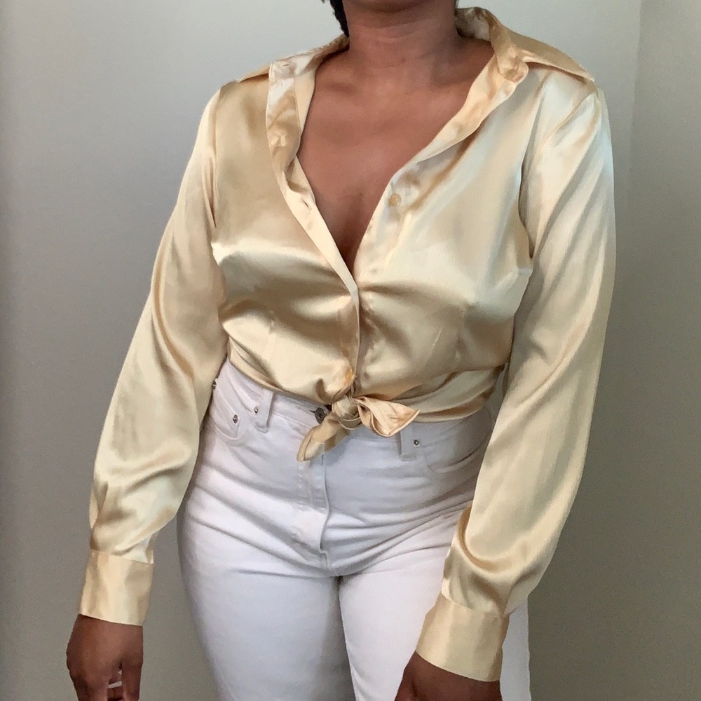 Gold button down blouse - Picture 2 of 6
